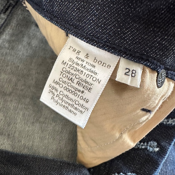 Rag & bone Slim Fit 2 Denim Men’s Tonal Rinse Dark Wash Blue Jeans 28 - Picture 4 of 9